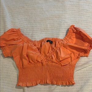 Orange Ruffled Women's Cropped Top